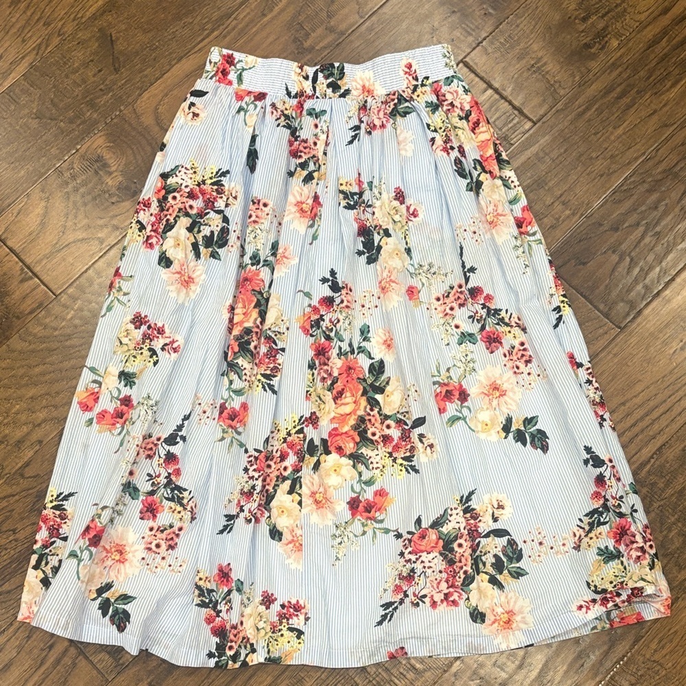 Tommy Hilfiger Floral A-Line Midi Skirt - Picture 1 of 6